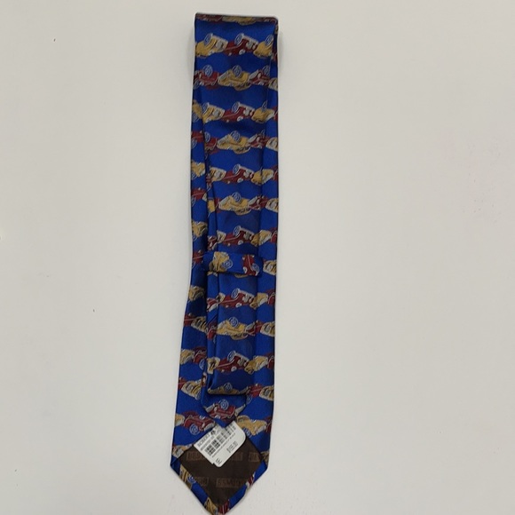 Robert Talbott Best of Class Tie #12 Vintage Race Cars Red & Yellow on Blue Tie - Picture 3 of 5